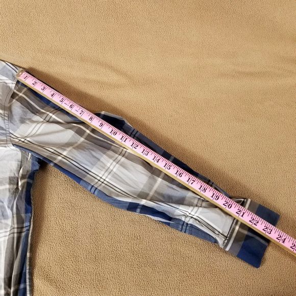 Nick Graham Stretch Modern FIT Men's shirt Long Sleeve Collared Size XL Plaid - Picture 6 of 9